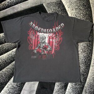 Vintage 2000s Popeye The Sailor Armed and Loaded Boxing Tribal Grey Red T-shirt